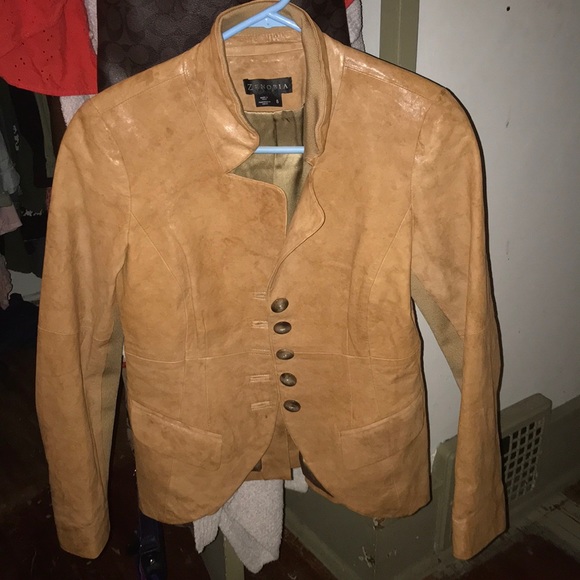 CUTE leather tan jacket/blazer - Picture 1 of 6